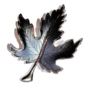 Vintage Silver Tone & Blue Leaf Brooch Pin, Unbranded Nature-Inspired Jewelry